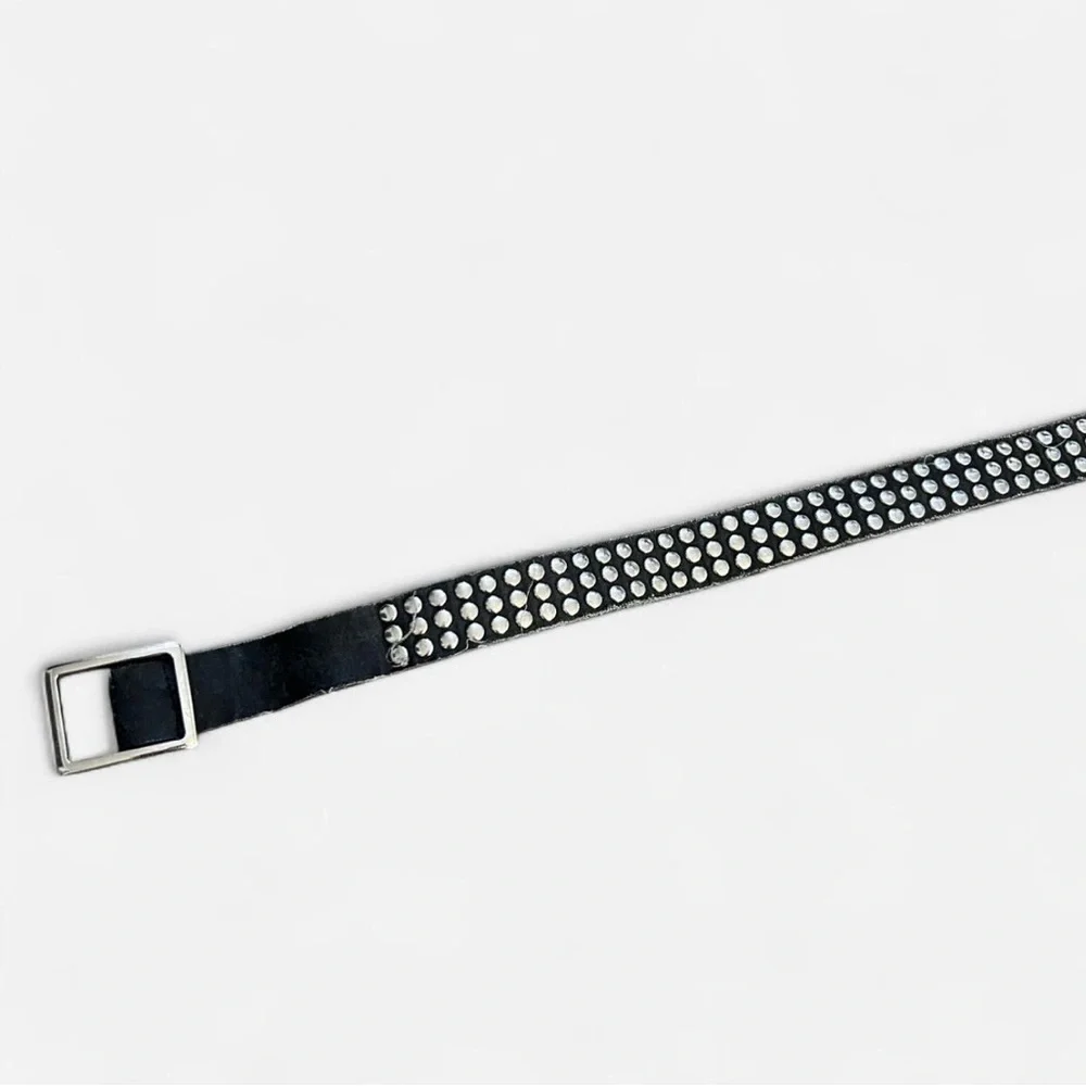Studded Three Row Mens Studded Black Belt Sz Large (40.5)